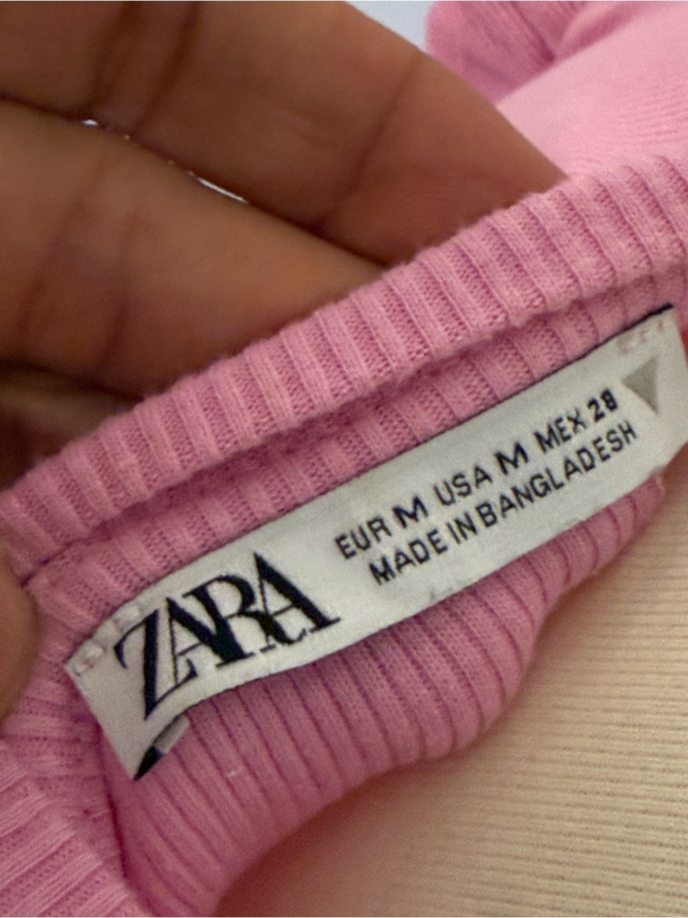 Zara Pink Ribbed Ruffle-Sleeve Crop Top - Picture 6 of 6